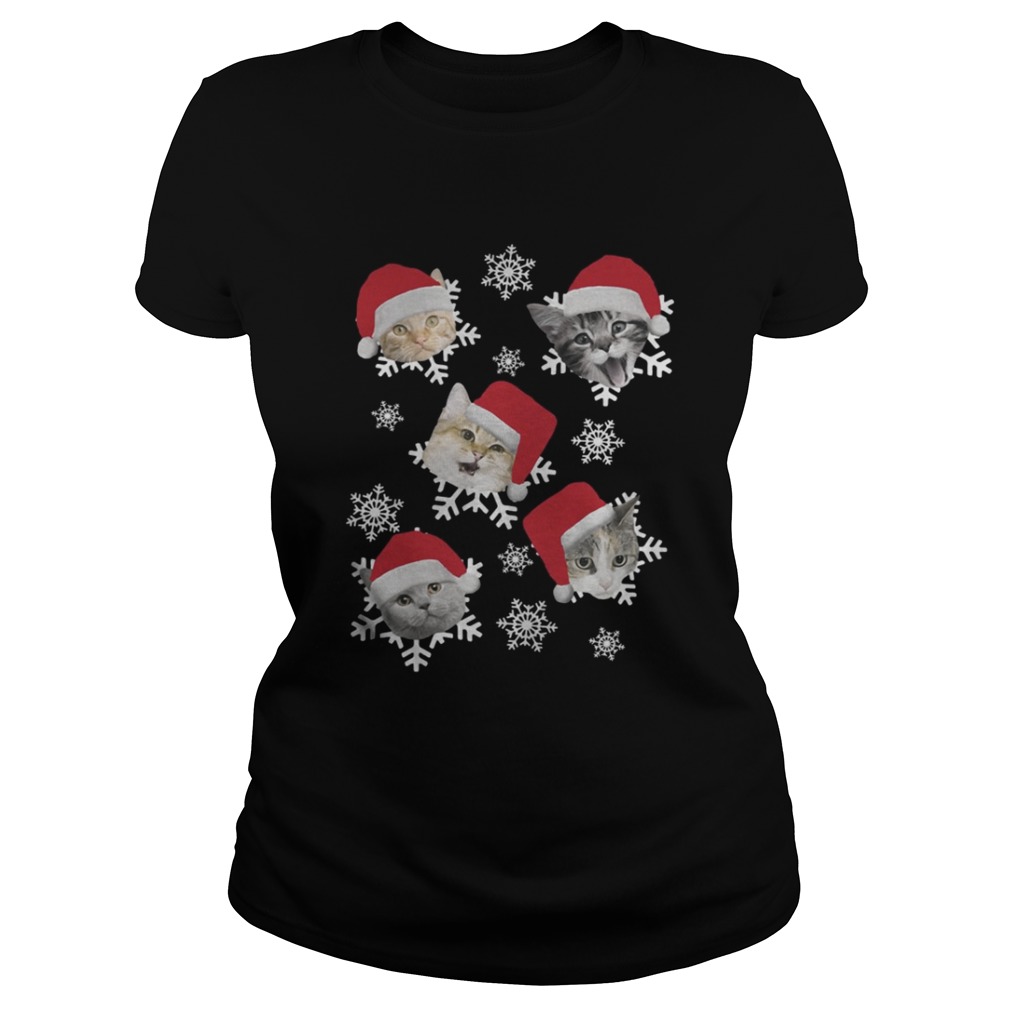 Christmas Snow cat emotion Santa hat shirt Christmas Snow cat emotion Santa hat shirt