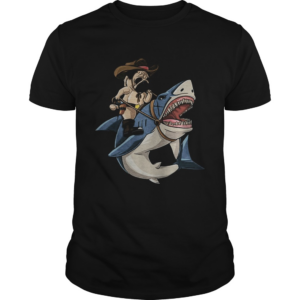 Cowboy Pug Riding Shark shirt