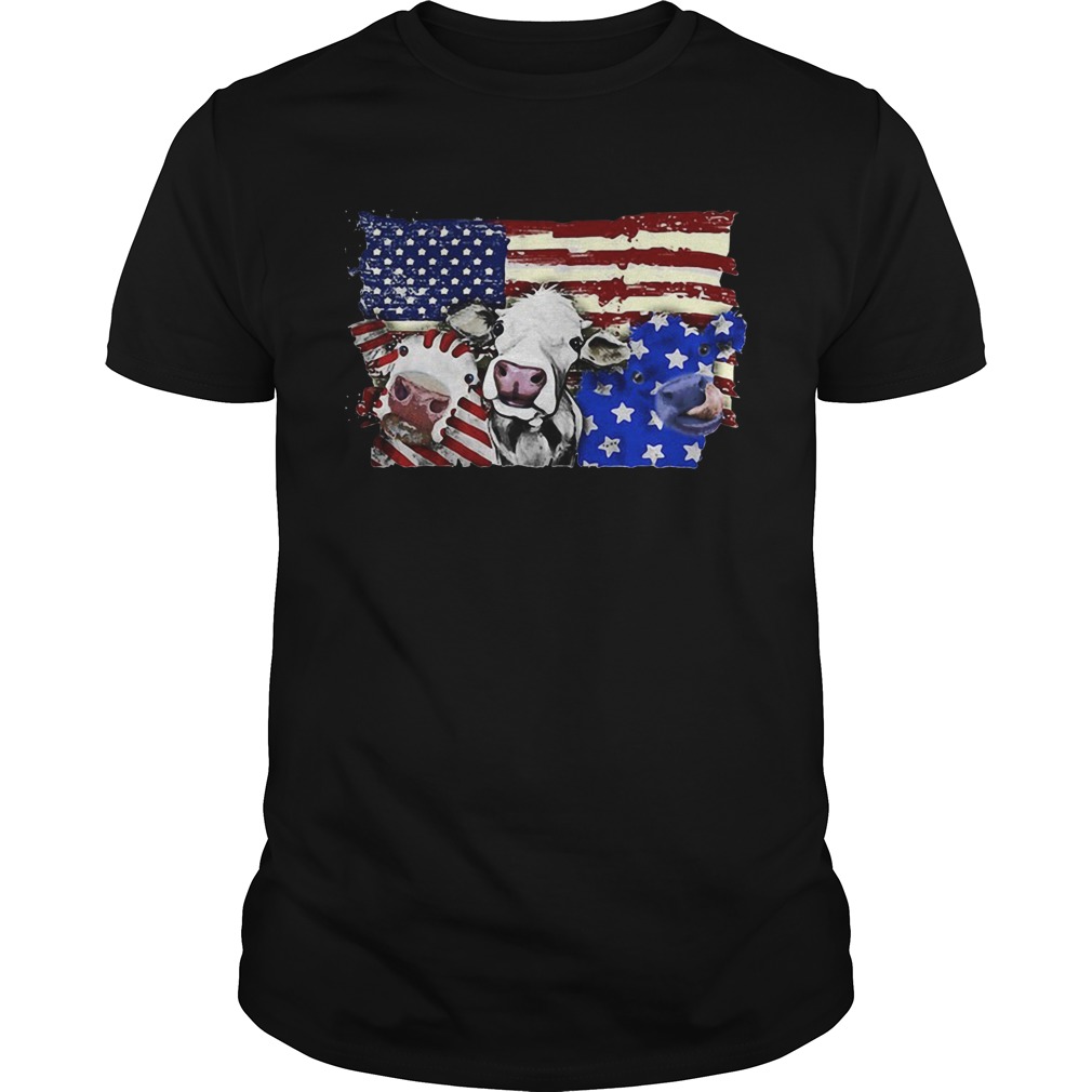 Cows 2 flag US American flag veteran Independence Day shirt Cows 2 flag US American flag veteran Independence Day shirt