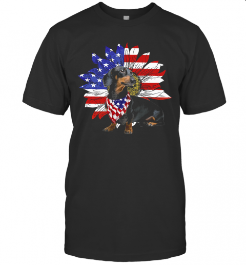 Daschund America Flag Sunflower T-Shirt Daschund America Flag Sunflower T-Shirt