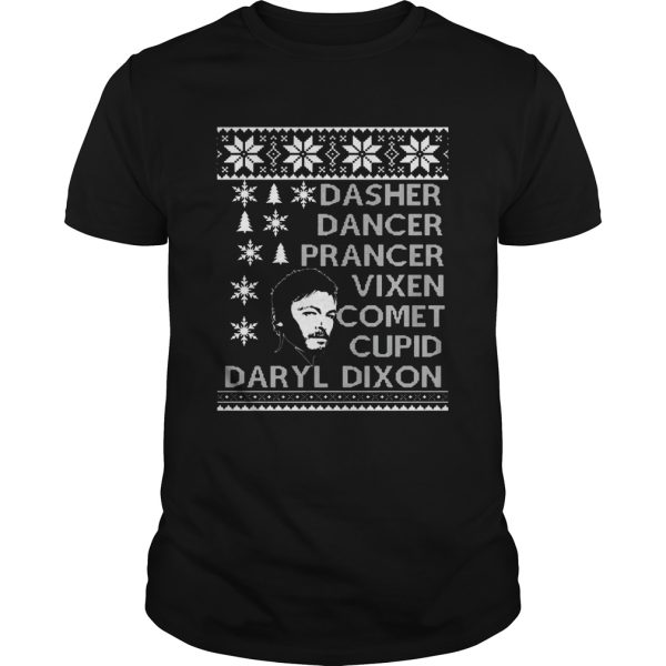 Dasher Dancer Prancer Vixen Comet Cupid Daryl Dixon Christmas shirt