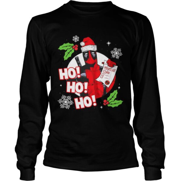 Deadpool Ho Ho Ho Naughty List Merry Christmas shirt
