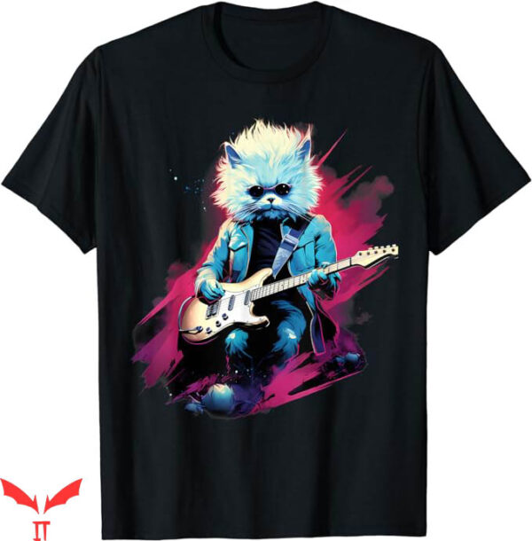 Deftones Cat T-Shirt Punk Rock Guitar Persian Cat T-Shirt