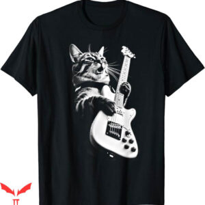 Deftones Cat T-Shirt Rock Cat Playing Guitar T-Shirt Music