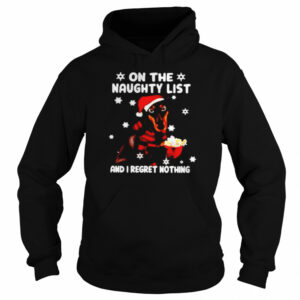 Doberman on the naughty list and I regret nothing Christmas shirt 3