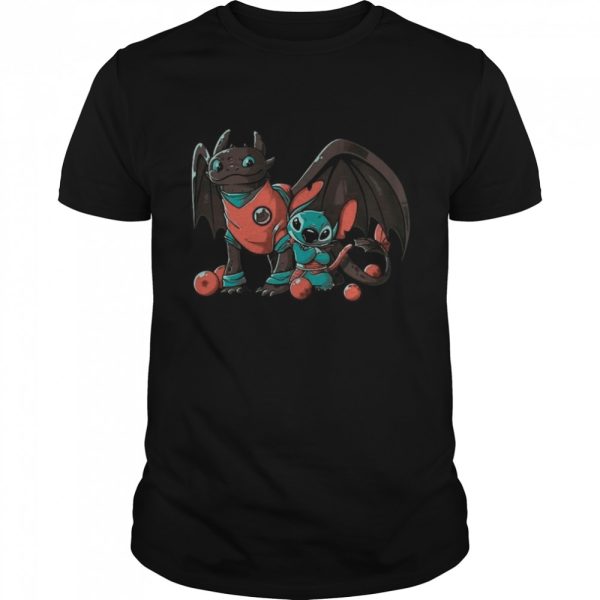 Dragon Ball With Baby Toothless Dragon And Baby Stitch shirt