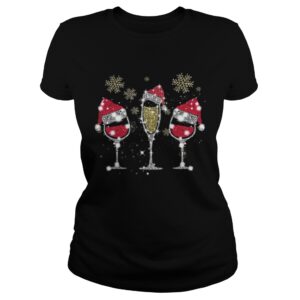 Drink wine diamond Santa hat Merry Christ shirt 4