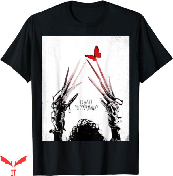 Edward Scissorhands T-Shirt Red Butterfly Movie Poster Shirt