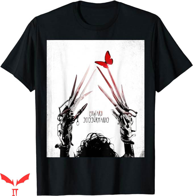 Edward Scissorhands T-Shirt Red Butterfly Movie Poster Shirt Edward Scissorhands T-Shirt Red Butterfly Movie Poster Shirt