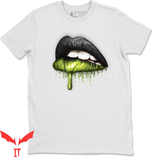 Electric Green T-Shirt Dripping Lips 6 Retro Matching