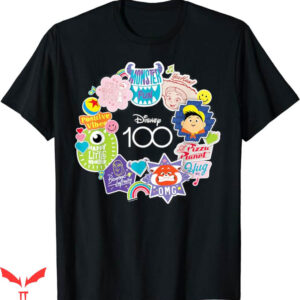 Embroidered Disney T-Shirt Happy Faces Sticker Circle TShirt
