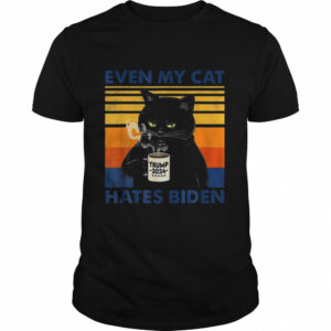 Even My Cat Hates Biden Coffee Cat Retro Vintage Shirt