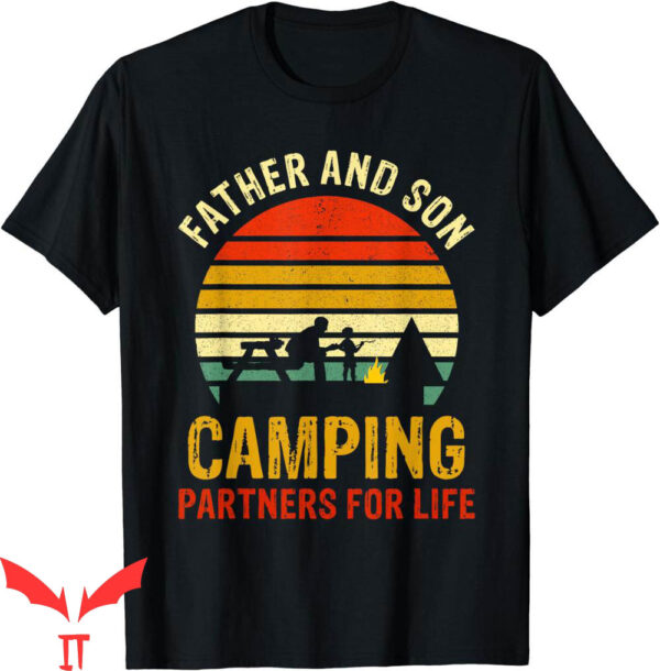 Father And Son T-Shirt Vintage Dad And Son Camping Partners