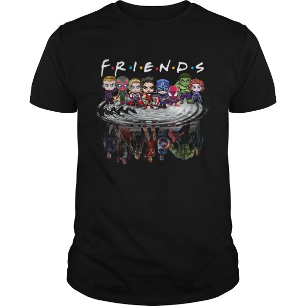 Friends Avengers Chibi characters water reflection shirt