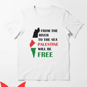 From The River To The Sea T-Shirt Palestine Flag Map