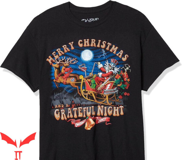 Grateful Dead Golf T-Shirt Steal Your Sleigh Christmas