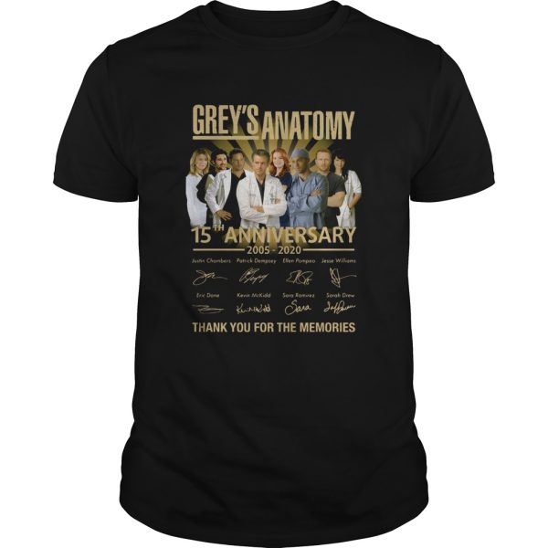 Greys Anatomy 15th Anniversary 2005 2020 Thank You For The Memories shirt