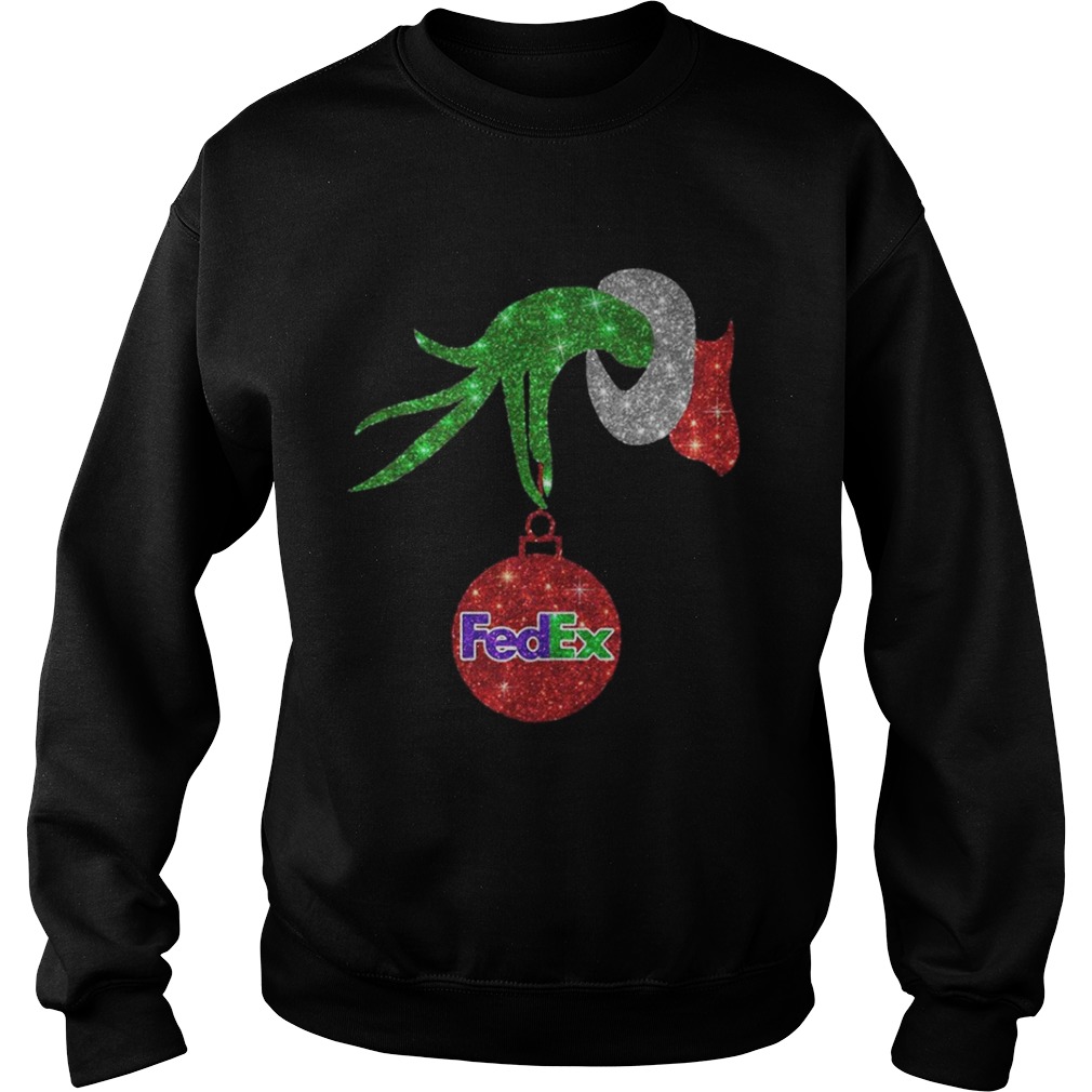 Grinch Santa holdings FedEx ornament Christmas shirt Grinch Santa holdings FedEx ornament Christmas shirt