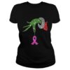 Grinch hand holdings Breast Cancer ornament shirt
