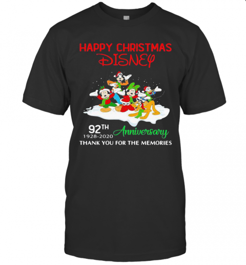 Happy Christmas Disney 92Th Anniversary Thank You For The Memories T-Shirt Happy Christmas Disney 92Th Anniversary Thank You For The Memories T-Shirt