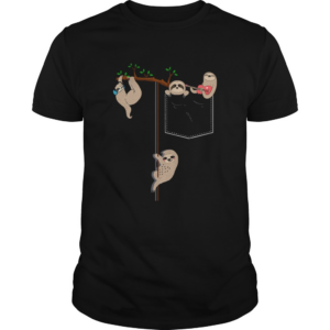 Happy Sloth Family In Pocket shirt