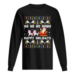 Ho Ho Ho Homo Happy Holigays Santa Unicorn LGBT Pride T-Shirt