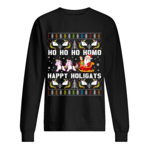Ho Ho Ho Homo Happy Holigays Santa Unicorn LGBT Pride T-Shirt