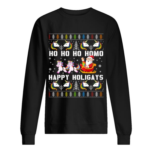 Ho Ho Ho Homo Happy Holigays Santa Unicorn LGBT Pride T-Shirt