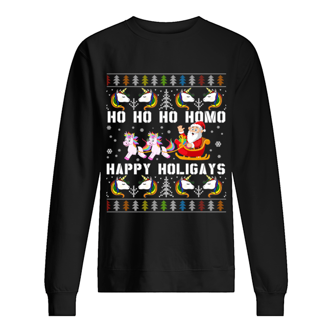 Ho Ho Ho Homo Happy Holigays Santa Unicorn LGBT Pride T-Shirt Ho Ho Ho Homo Happy Holigays Santa Unicorn LGBT Pride T-Shirt