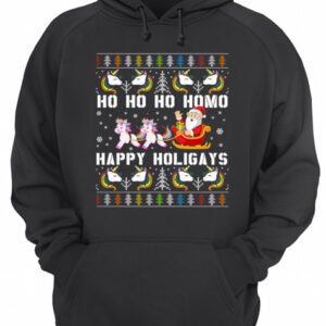 Ho Ho Ho Homo Happy Holigays Santa Unicorn LGBT Pride T Shirt 3