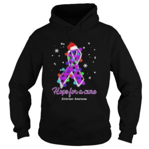 Hope For A Cure Ribbon Purple Checkered Stripes Hat Santa Xmas shirt