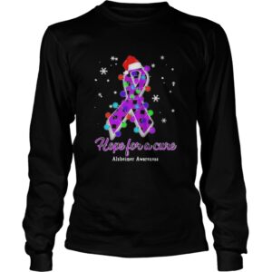 Hope For A Cure Ribbon Purple Checkered Stripes Hat Santa Xmas shirt