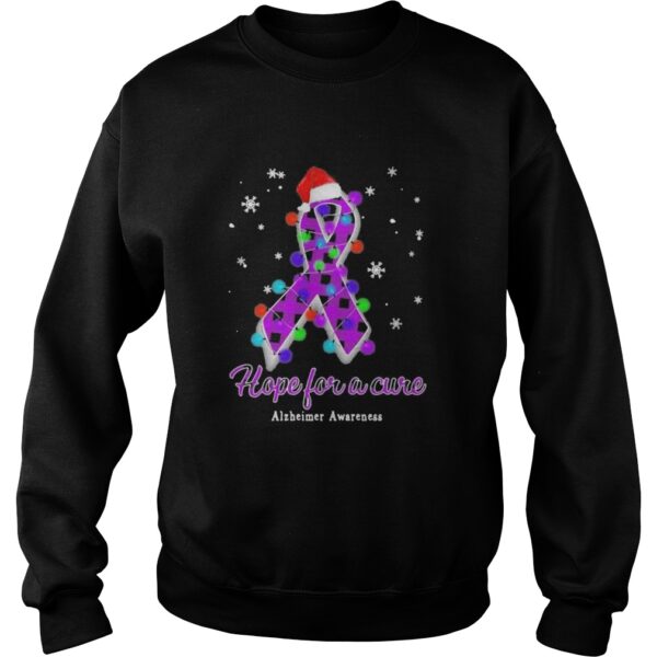 Hope For A Cure Ribbon Purple Checkered Stripes Hat Santa Xmas shirt