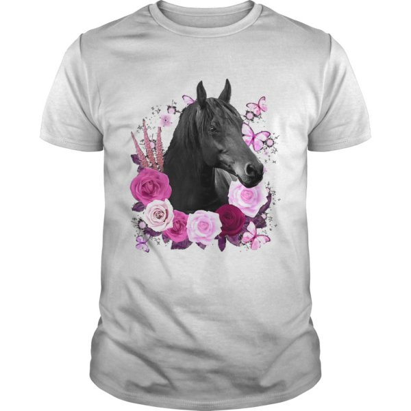 Horse Black Rose Butterfly shirt