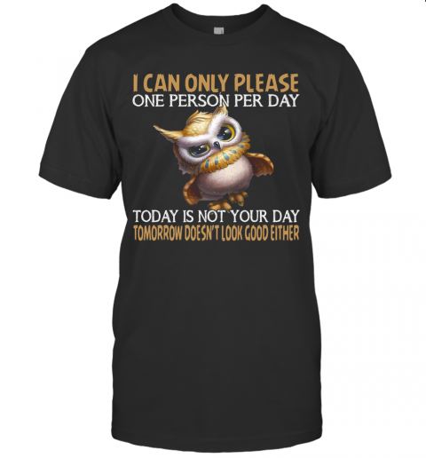 I Can Only Please One Person Per Day Today Is Not Your Day Tomorrow Doesn't Look Good Either Owl T-Shirt I Can Only Please One Person Per Day Today Is Not Your Day Tomorrow Doesn't Look Good Either Owl T-Shirt