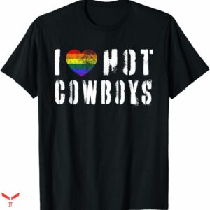 I Love Cowboys T-shirt Rainbow Heart