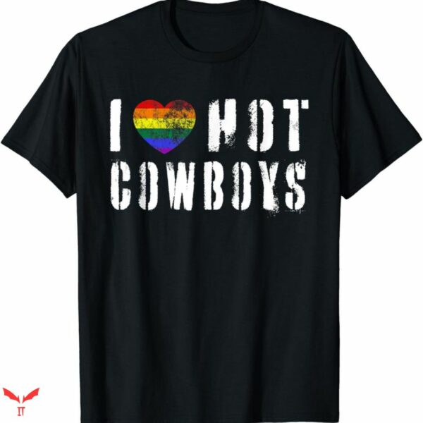 I Love Cowboys T-shirt Rainbow Heart