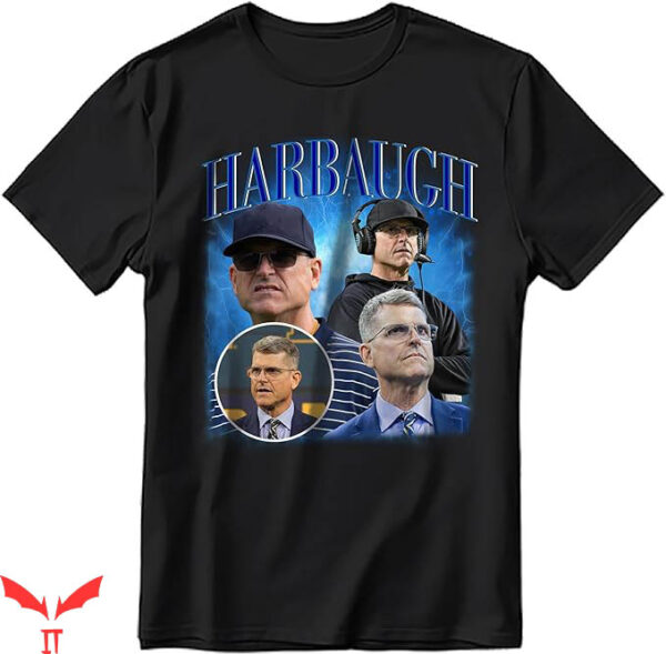 Jim Harbaugh T-Shirt Collage Portrait Style 90s Vintage NFL