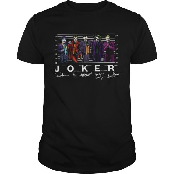 Joker Jack Nicholson Joaquin Phoenix Mark Hamill Heath Ledger Cesar Romero signatures shirt
