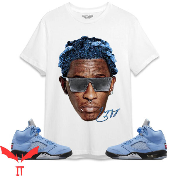 Jordan 5 UNC T-Shirt University Blue Young Thug Signature