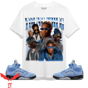 Jordan 5 UNC T-Shirt University Blue Young VT Match Sneaker