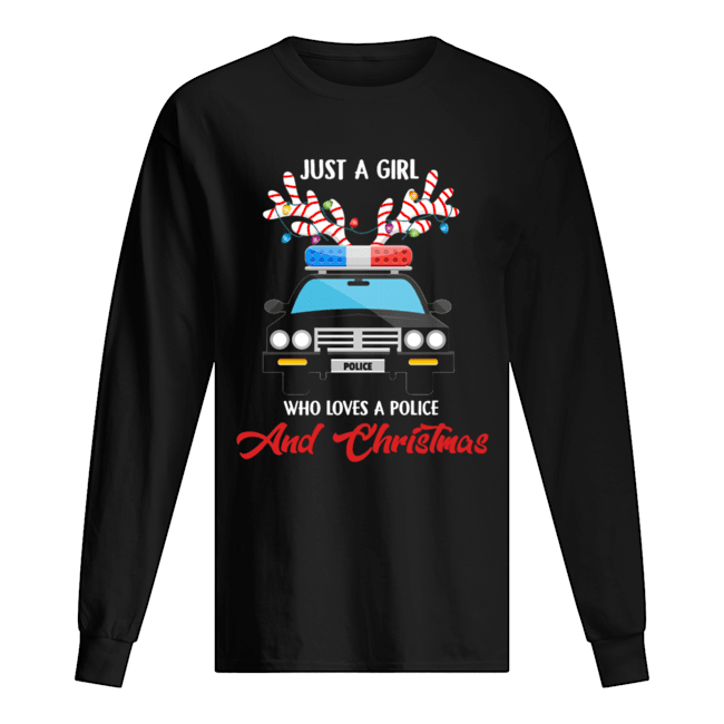 Just A Girl Who Loves Police & Christmas shirt Just A Girl Who Loves Police & Christmas shirt