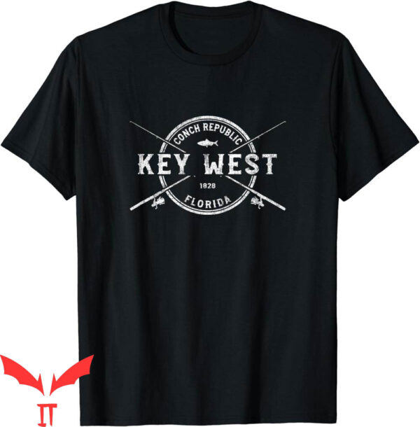 Key West T-Shirt FL Retro Vintage Crossed Fishing Rods