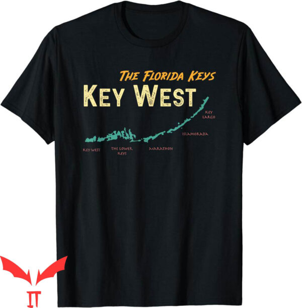 Key West T-Shirt Florida Keys Map Retro Vintage Vacation