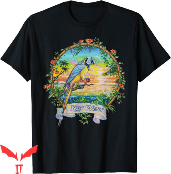 Key West T-Shirt Florida Tropical Sunset Beach Parrot