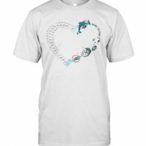 Love Miami Dolphins Football Heart Diamond T-Shirt