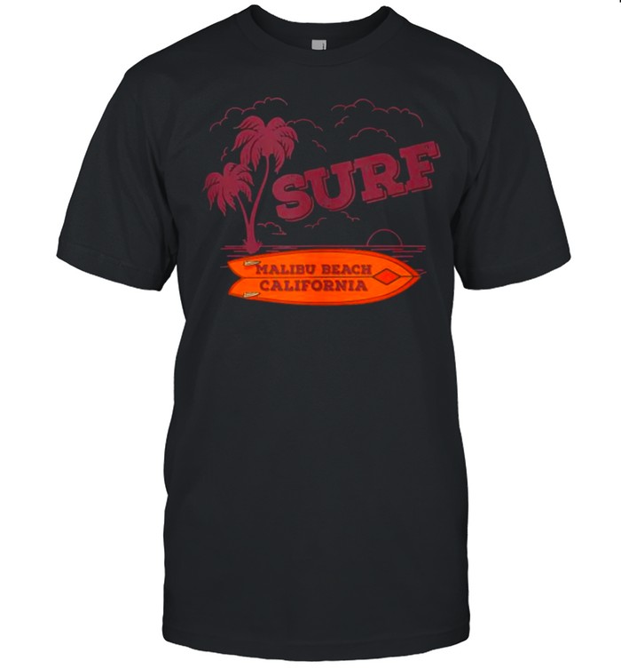 Malibu California with Palm Trees and Surfboard – Surfing Shirt Malibu California with Palm Trees and Surfboard – Surfing Shirt
