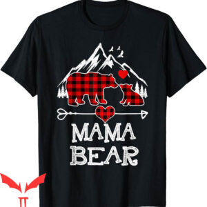 Mama Bear T-Shirt Christmas Pajama Red Plaid Buffalo Family