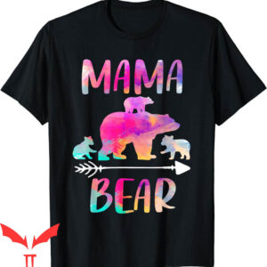Mama Bear T-Shirt Matching Family Outfits Funny Three Cubs