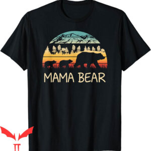 Mama Bear T-Shirt With 2 Cubs Retro Mountains Mother’s Day